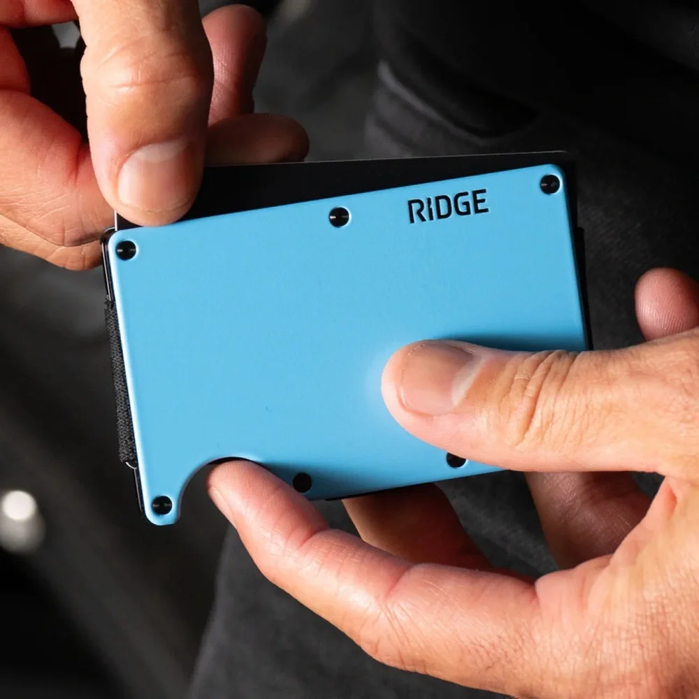 Ridge Speedway Blue RFID blocking Wallet with cash Strap Limited Edition